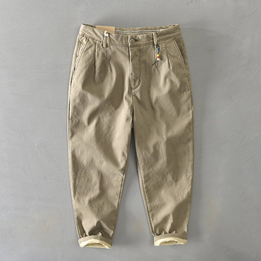Men's Tapered-Fit Fleece-Lined Casual Chino Pants
