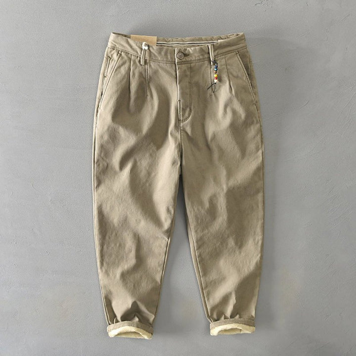 Men's Tapered-Fit Fleece-Lined Casual Chino Pants