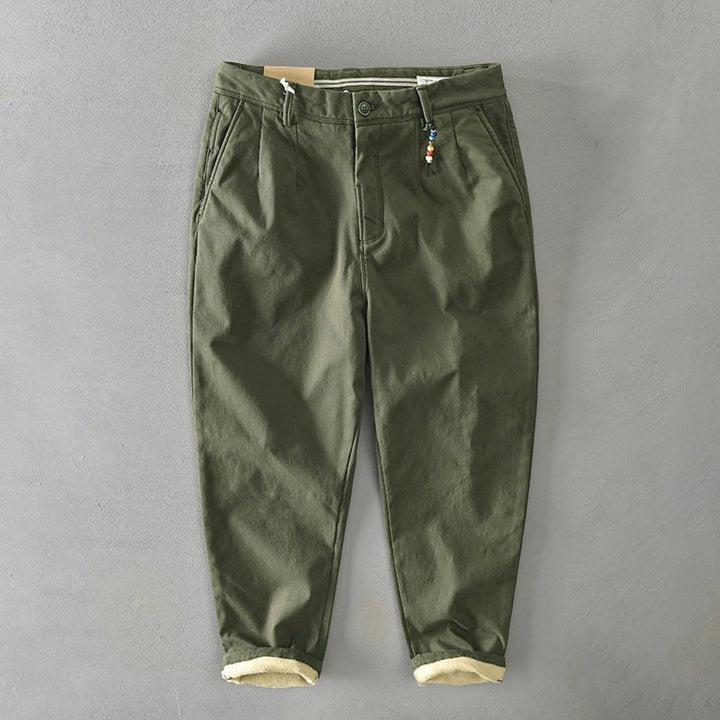 Men's Tapered-Fit Fleece-Lined Casual Chino Pants