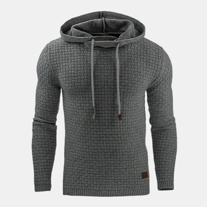 Men's Textured Pullover Drawstring Hooded Sweater