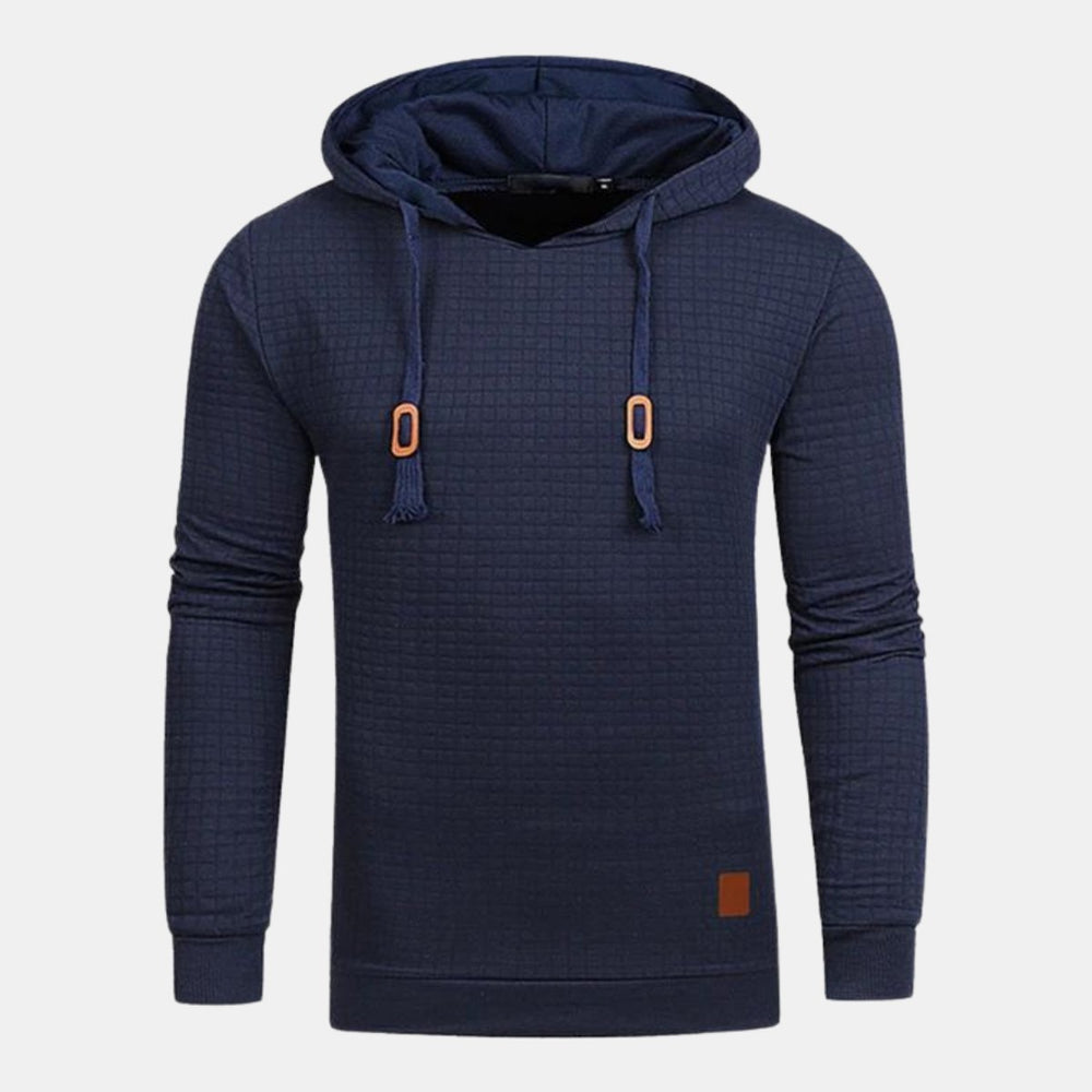 Men's Textured Pullover Drawstring Hooded Sweater
