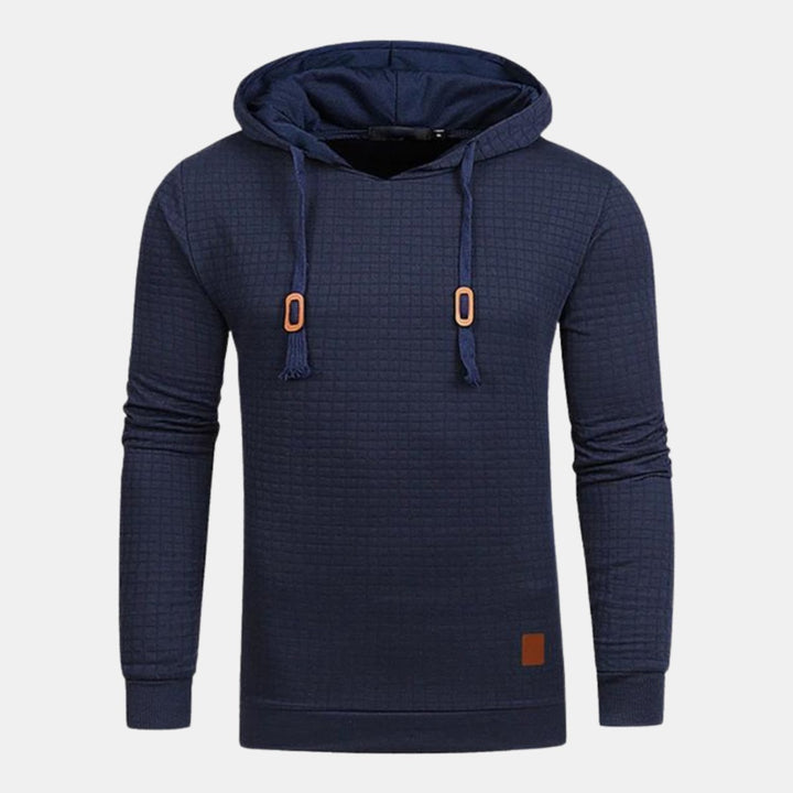 Men's Textured Pullover Drawstring Hooded Sweater