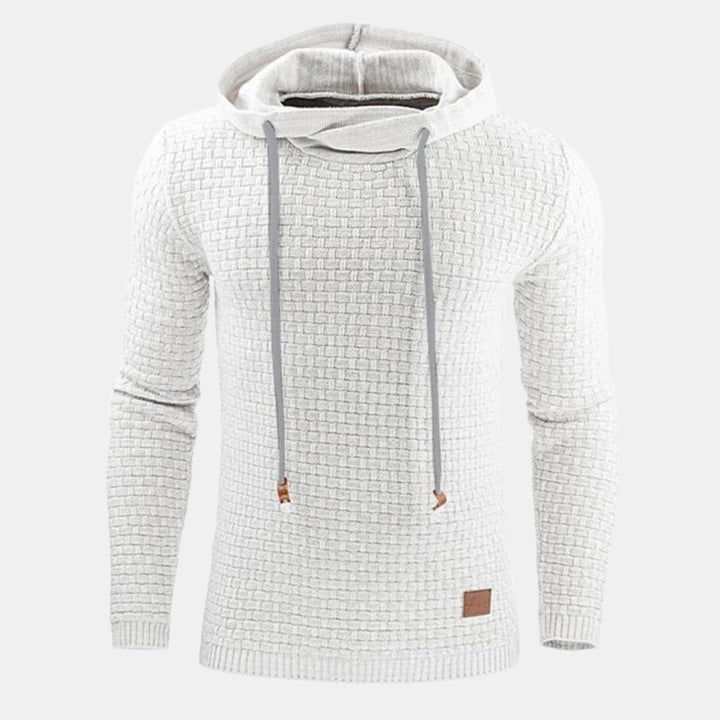 Men's Textured Pullover Drawstring Hooded Sweater
