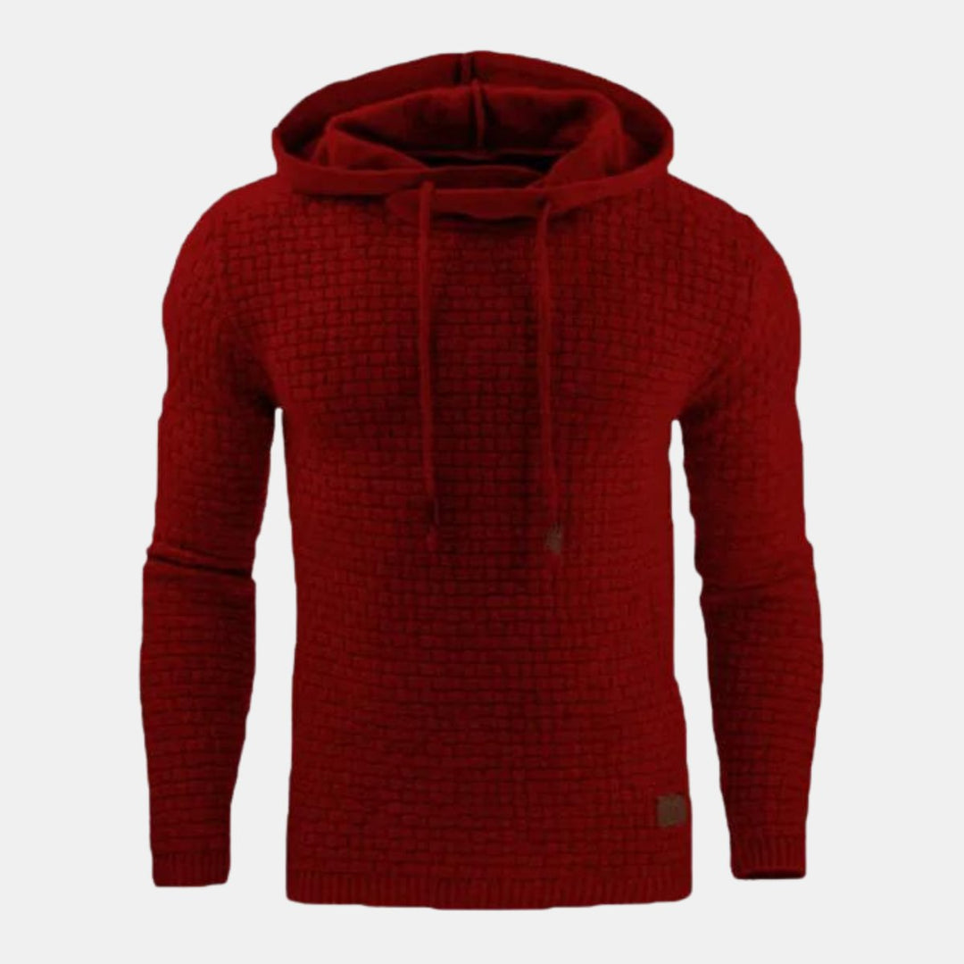 Men's Textured Pullover Drawstring Hooded Sweater