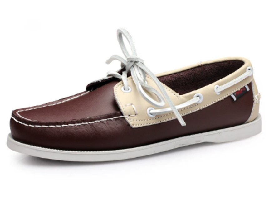 Men's Two-Tone Leather Lace-Up Boat Shoes