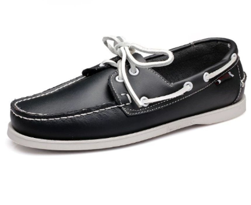 Men's Two-Tone Leather Lace-Up Boat Shoes