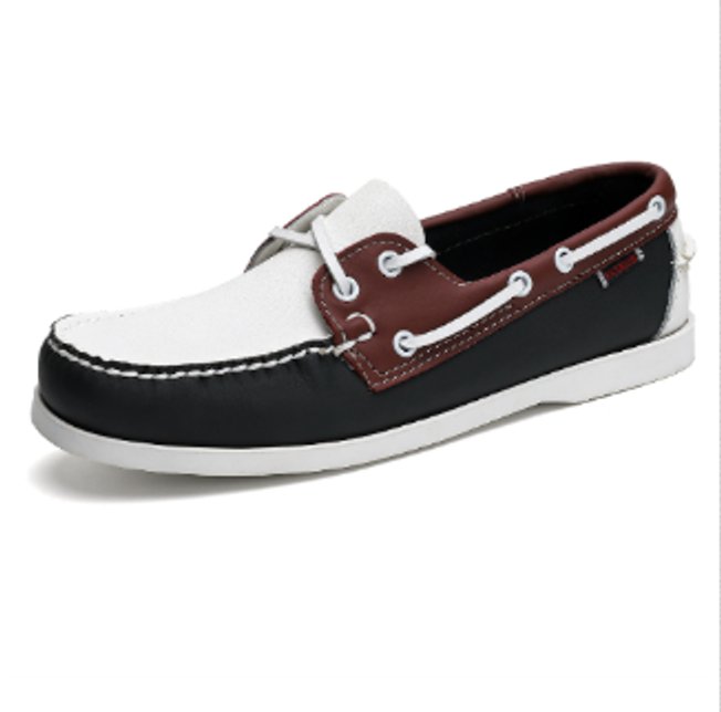 Men's Two-Tone Leather Lace-Up Boat Shoes