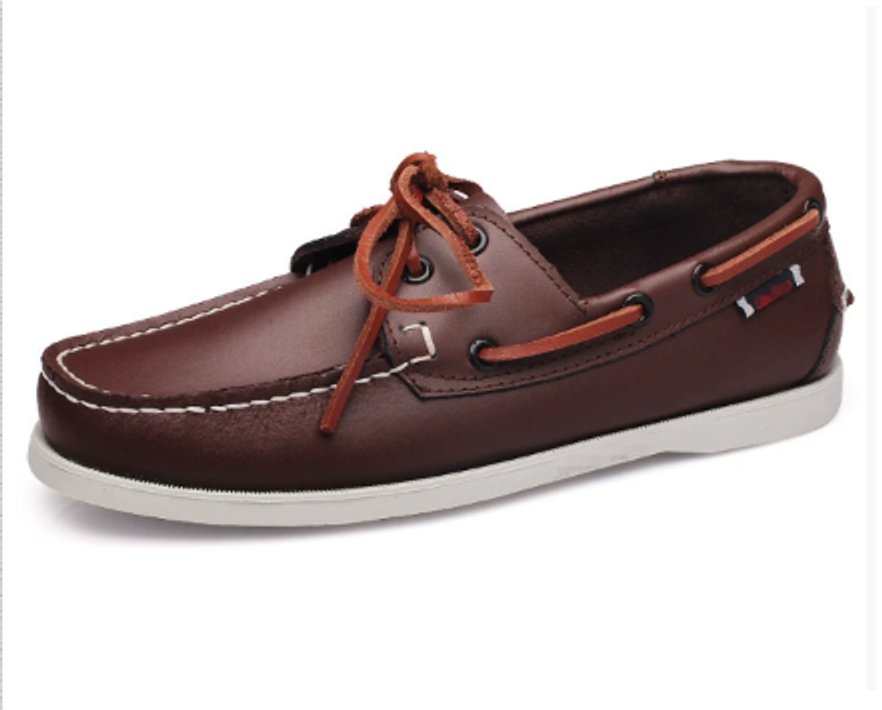 Men's Two-Tone Leather Lace-Up Boat Shoes
