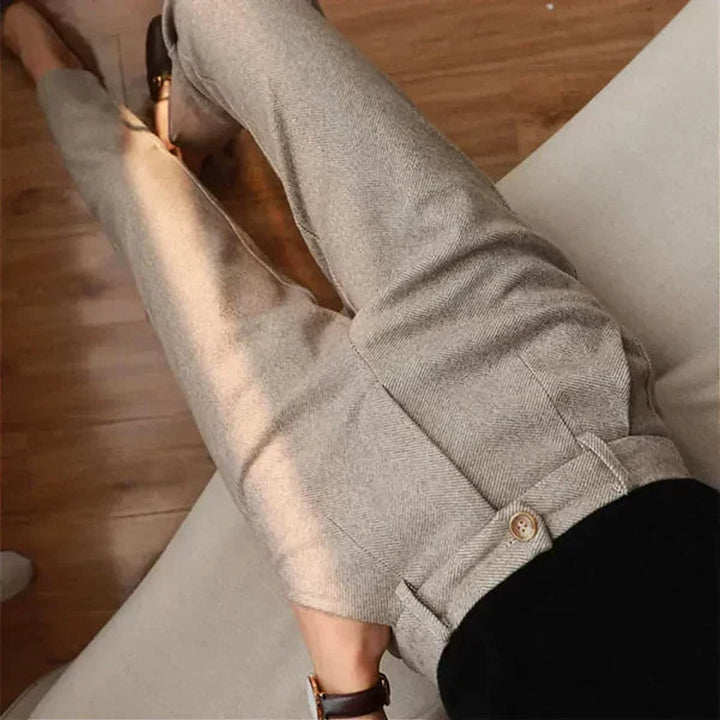 Men's Vintage High-Waist Pleated Straight-Leg Dress Pants