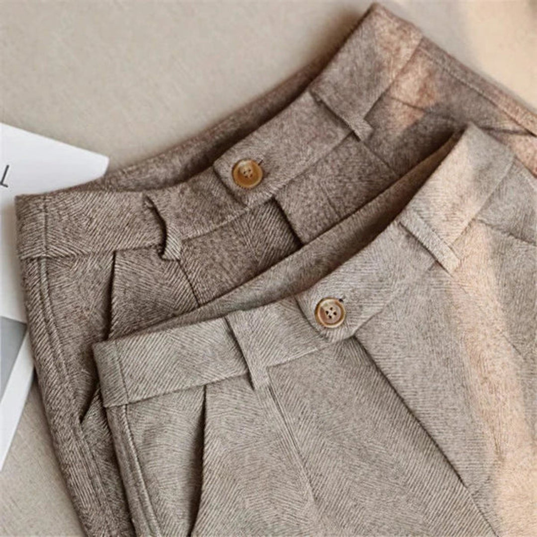 Men's Vintage High-Waist Pleated Straight-Leg Dress Pants