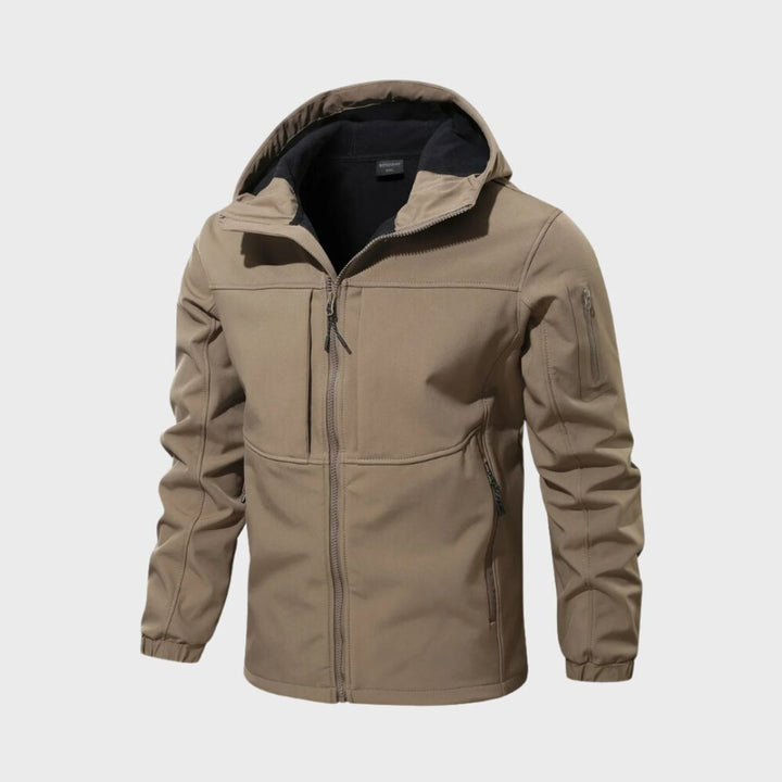 Men's Water-Resistant Fleece-Lined Hooded Softshell Jacket