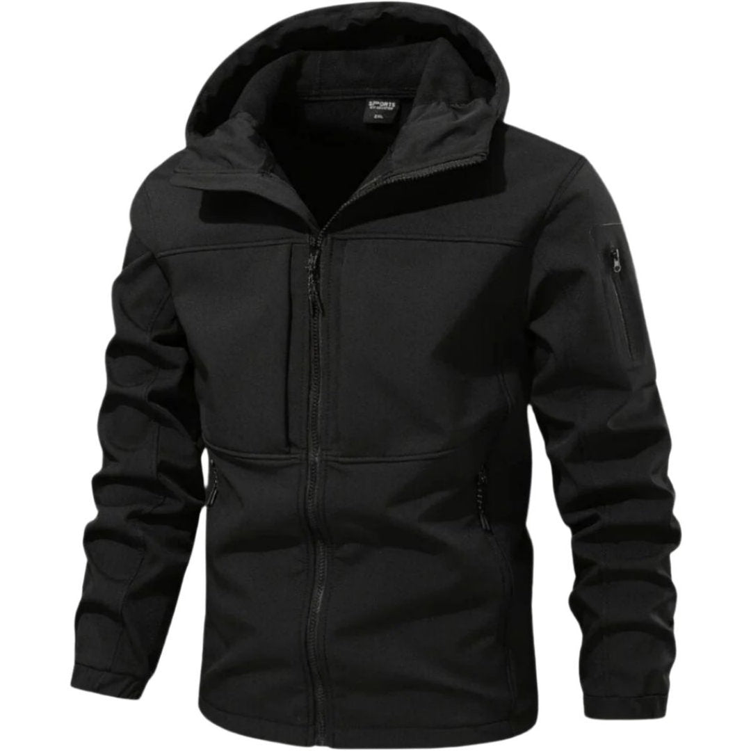 Men's Water-Resistant Fleece-Lined Hooded Softshell Jacket