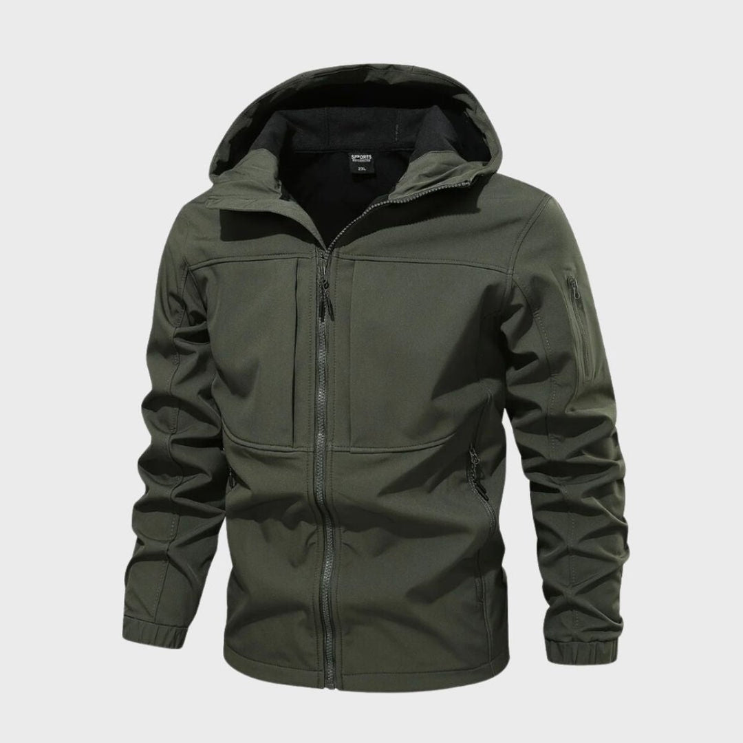 Men's Water-Resistant Fleece-Lined Hooded Softshell Jacket