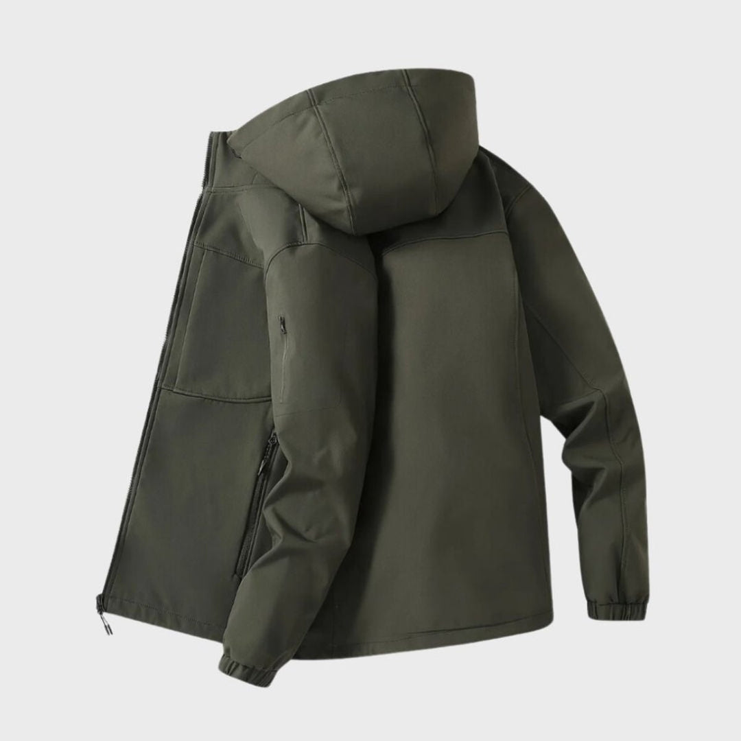 Men's Water-Resistant Fleece-Lined Hooded Softshell Jacket