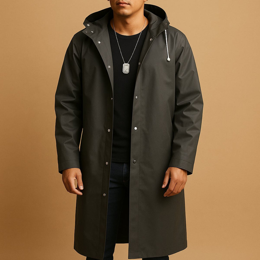 Men's Waterproof Hooded Long EVA Rain Coat