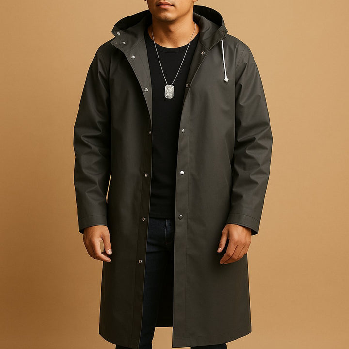 Men's Waterproof Hooded Long EVA Rain Coat