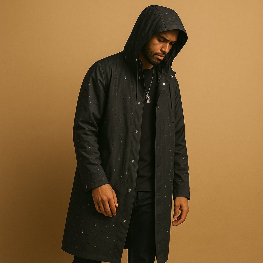 Men's Waterproof Hooded Long EVA Rain Coat