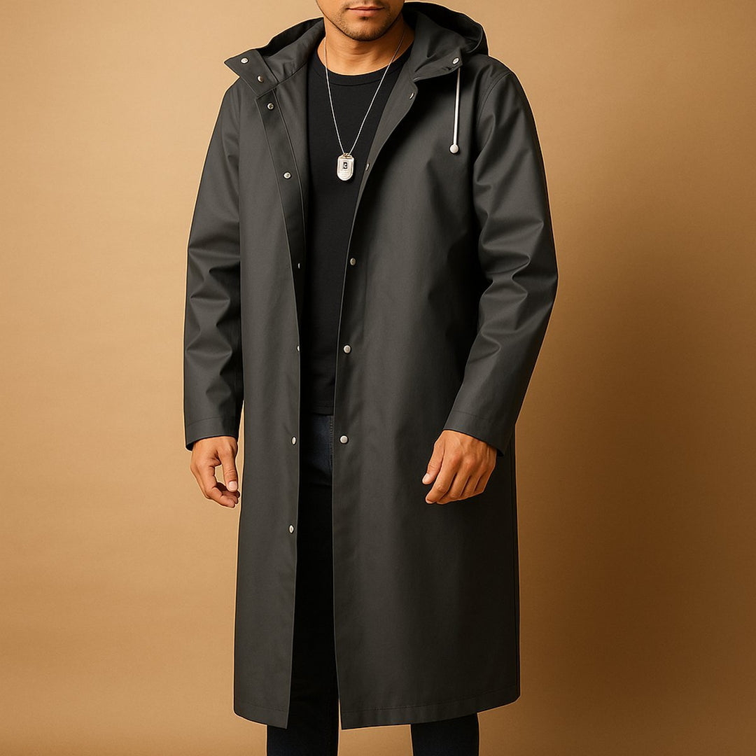 Men's Waterproof Hooded Long EVA Rain Coat