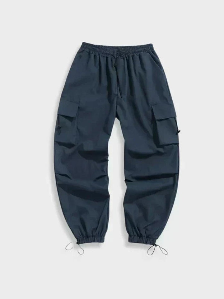 Men's Wide-Leg Elastic-Waist Drawstring Cargo Pants