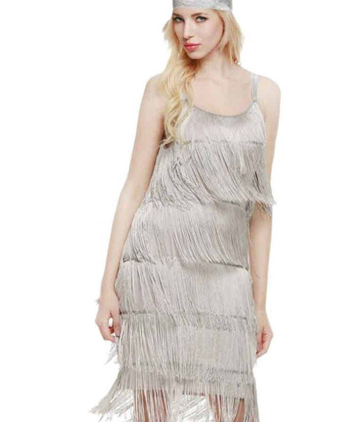 Women's 1920s Flapper Tiered Fringe Fall Midi Dress
