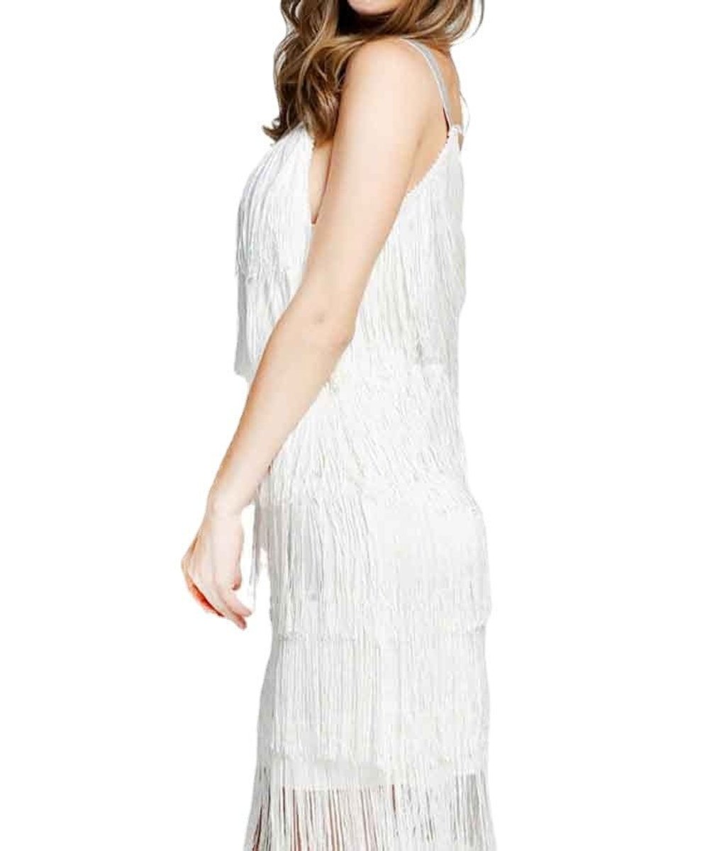 Women's 1920s Flapper Tiered Fringe Fall Midi Dress