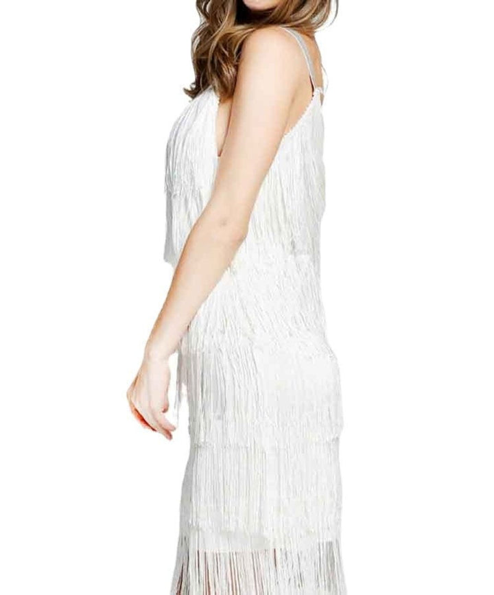 Women's 1920s Flapper Tiered Fringe Fall Midi Dress
