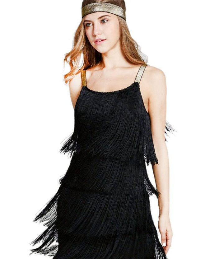 Women's 1920s Inspired Tiered Fringe Fall Midi Dress