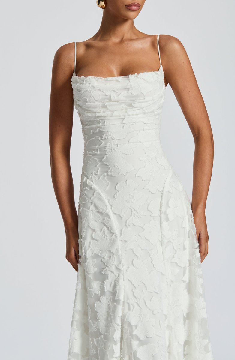 Women's 3D Floral A-Line Maxi Fall Wedding Guest Dress
