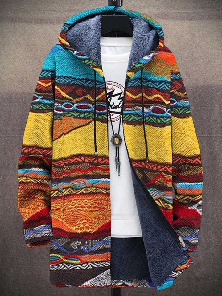 Women's Art-Print Fleece-Lined Zip-Up Hooded Cardigan