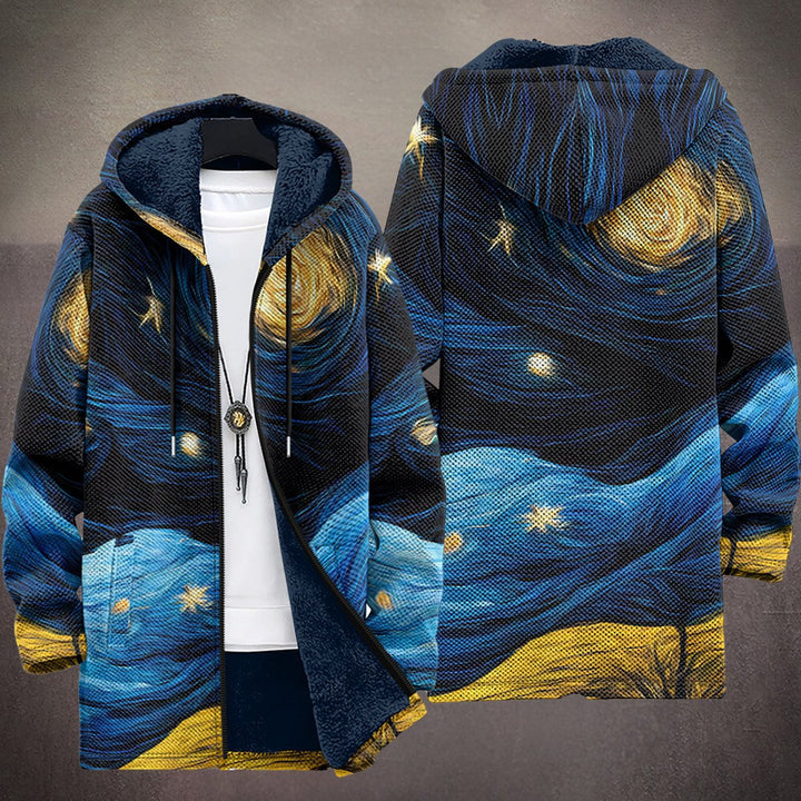 Women's Artistic Print Zip-Up Hooded Fleece Cardigan