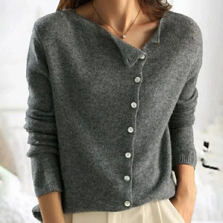 Women's Asymmetric Button-Front Knit Cardigan Sweater