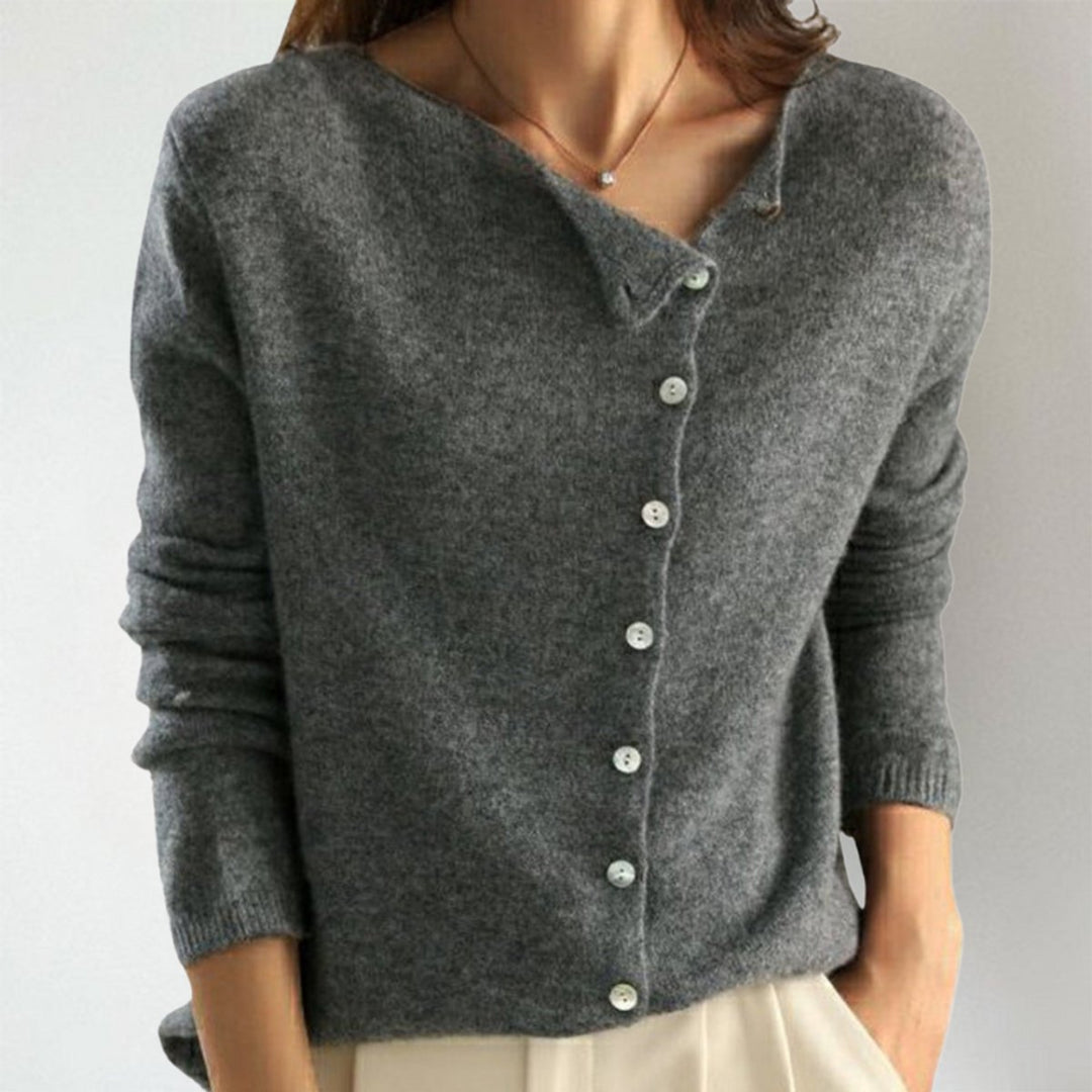 Women's Asymmetric Button-Front Knit Cardigan Sweater
