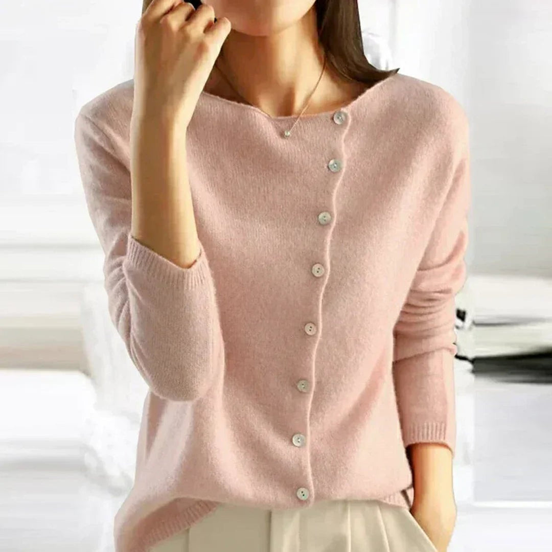 Women's Asymmetric Button-Front Knit Cardigan Sweater