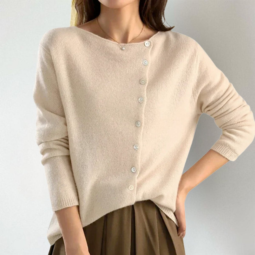 Women's Asymmetric Button-Front Knit Cardigan Sweater