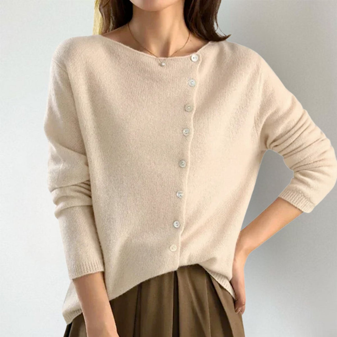 Women's Asymmetric Button-Front Knit Cardigan Sweater