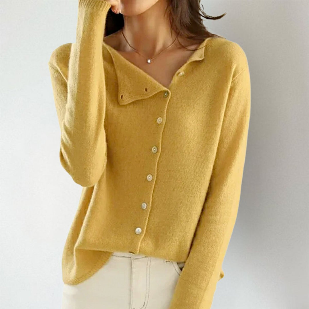 Women's Asymmetric Button-Front Knit Cardigan Sweater