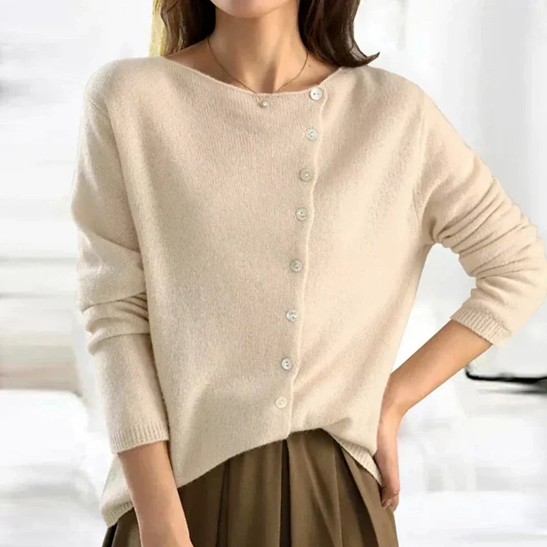 Women's Asymmetric Button-Front Knit Cardigan Sweater