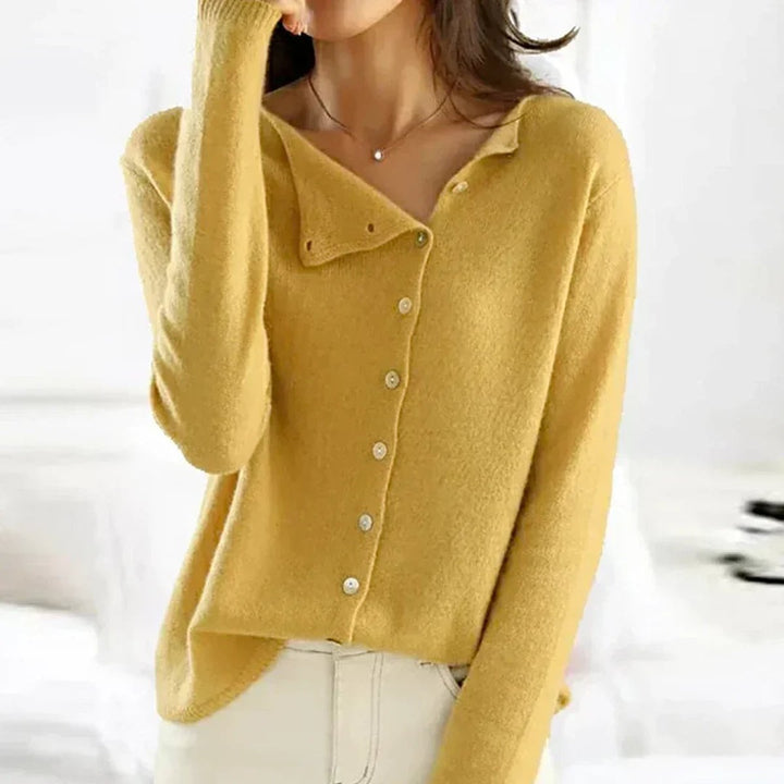 Women's Asymmetric Button-Front Knit Cardigan Sweater