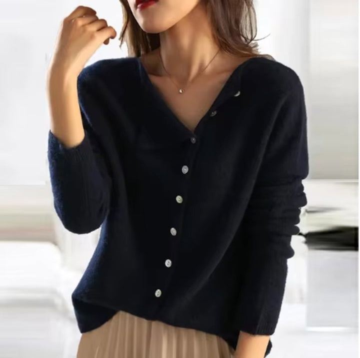 Women's Asymmetric Button-Front Knit Cardigan Sweater