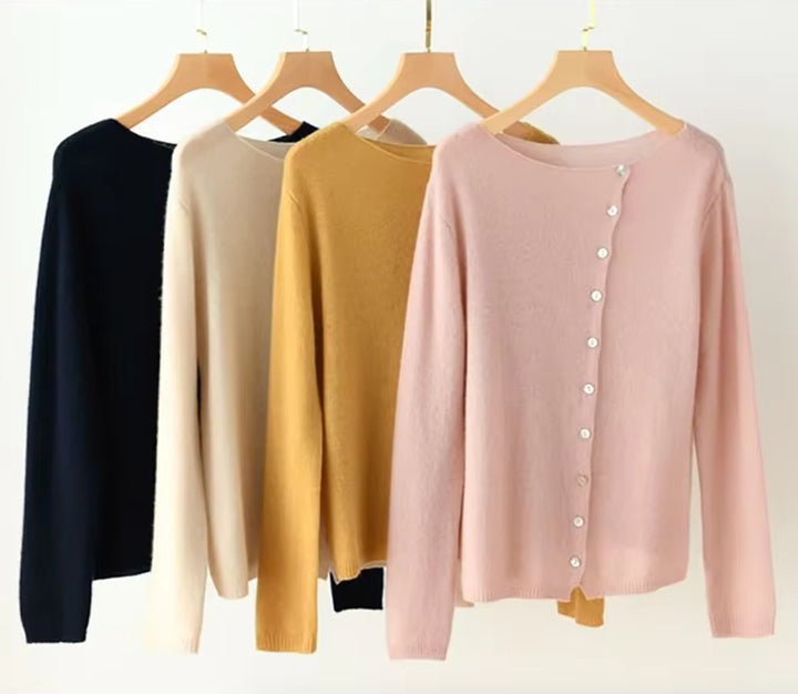 Women's Asymmetric Button-Front Knit Cardigan Sweater