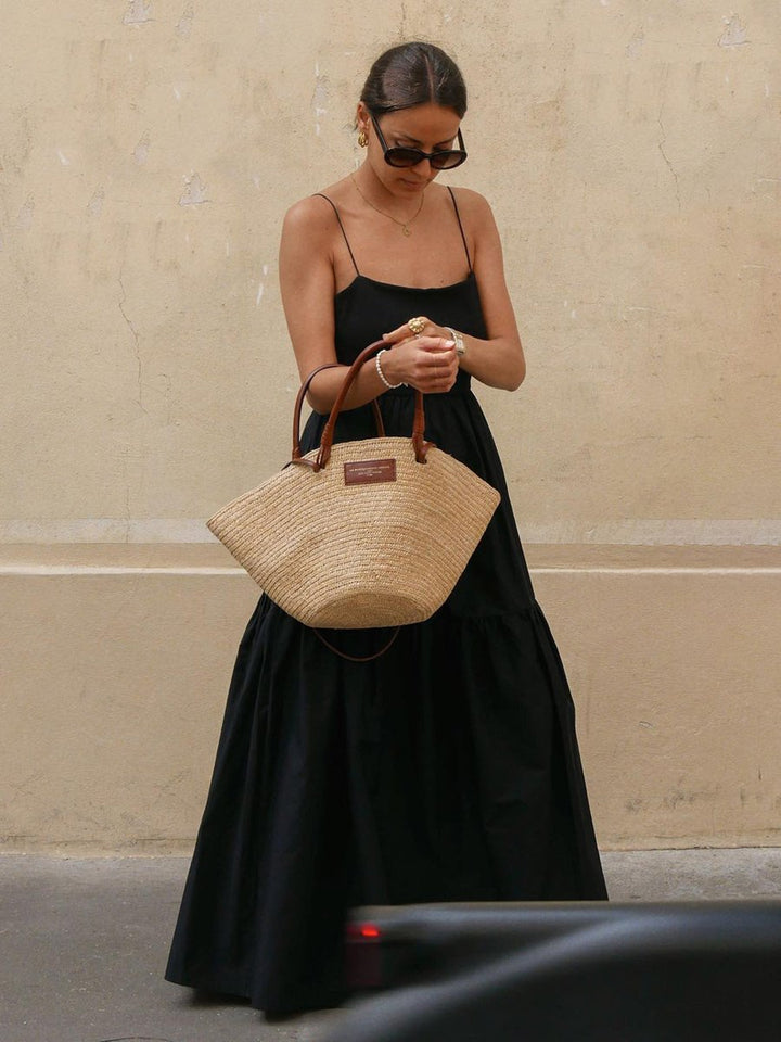 Women's Backless Maxi Fall Wedding Guest Dress Tiered Spaghetti Strap