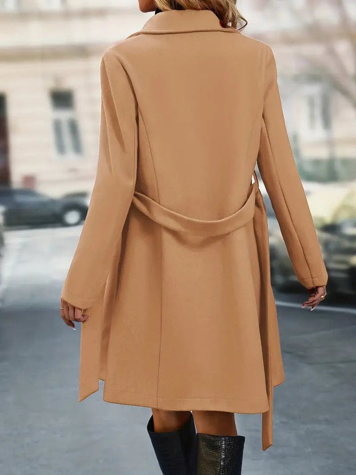 Women's Belted Double-Breasted Longline Trench Coat