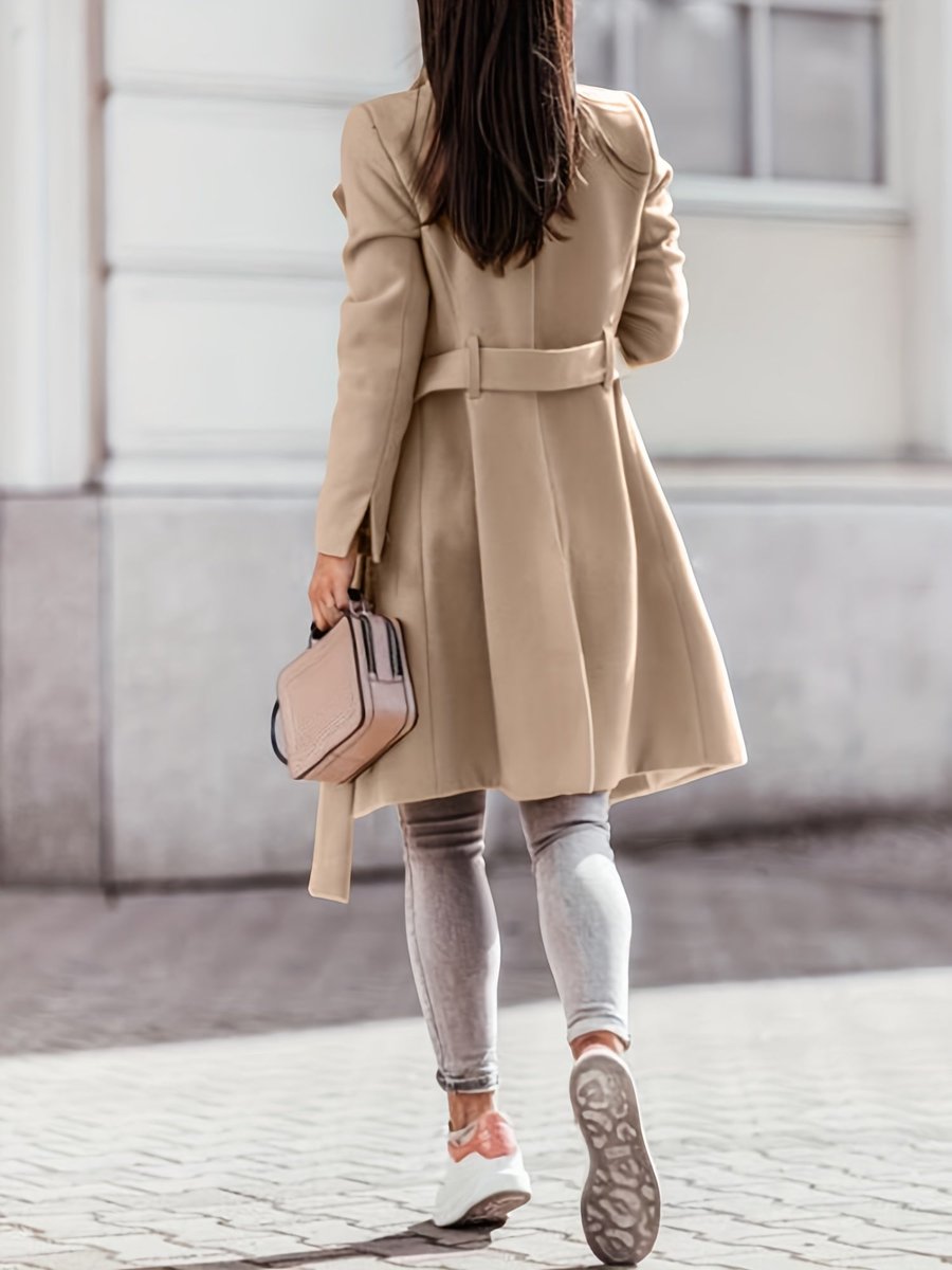 Women's Belted Double-Breasted Wool-Blend Trench Coat