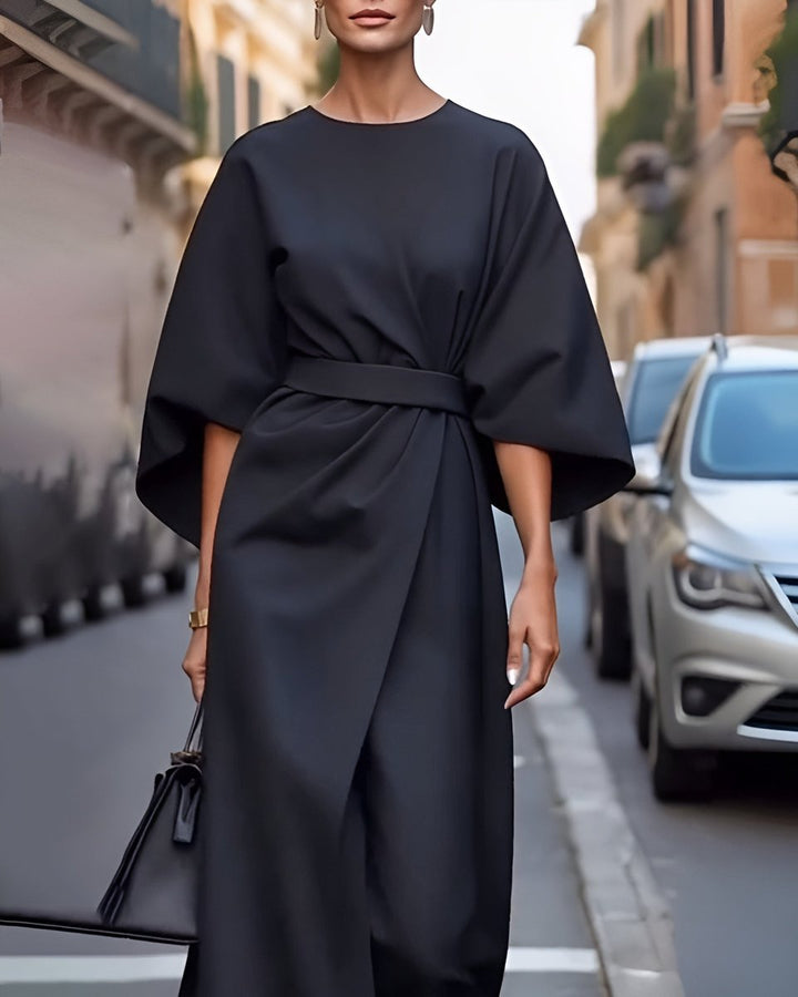 Women's Belted Kimono-Sleeve Midi Formal Dress