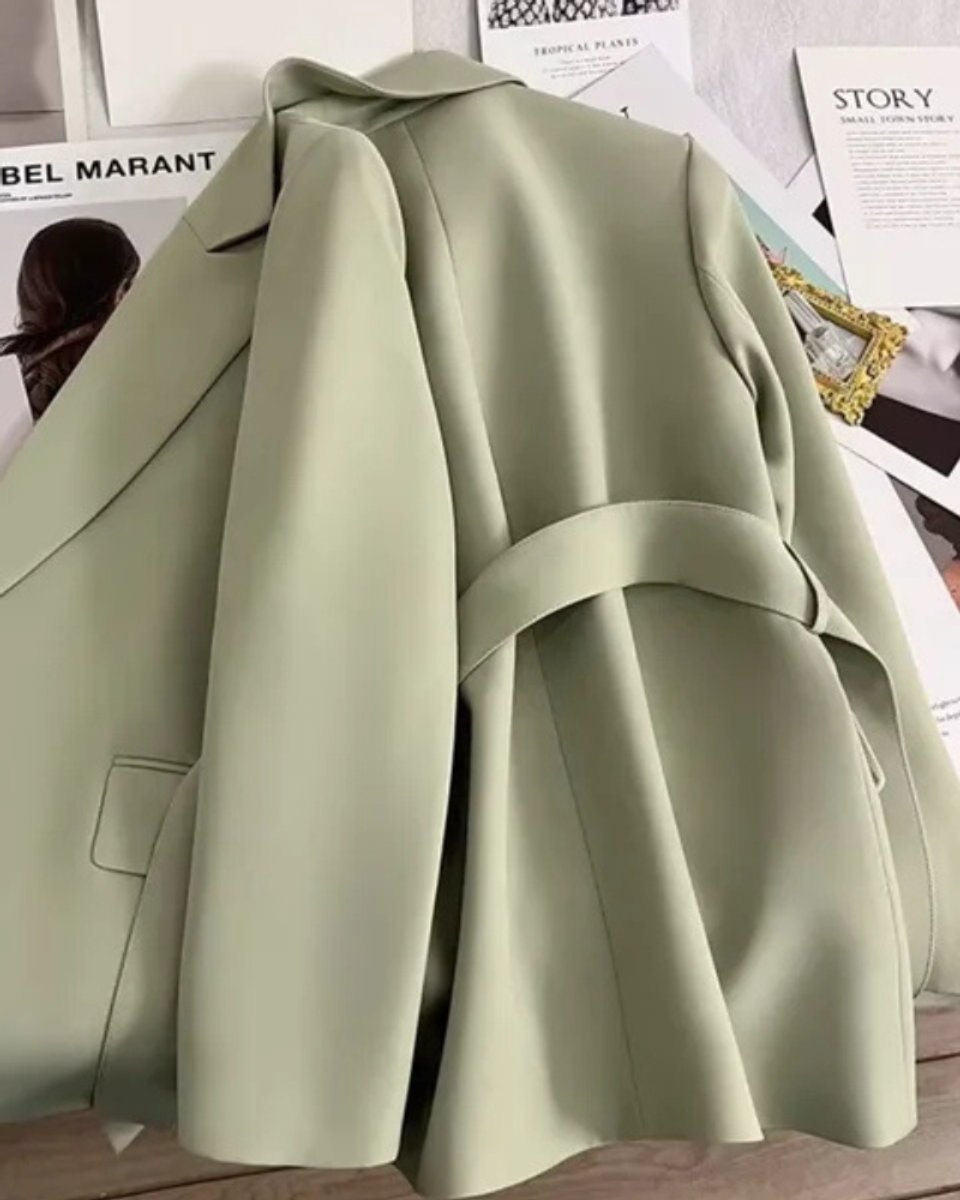 Women's Belted Lapel Relaxed-Fit Trench Coat