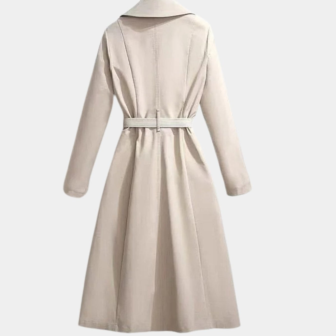 Women's Belted Midi Relaxed-Fit Long-Sleeve Trench Coat