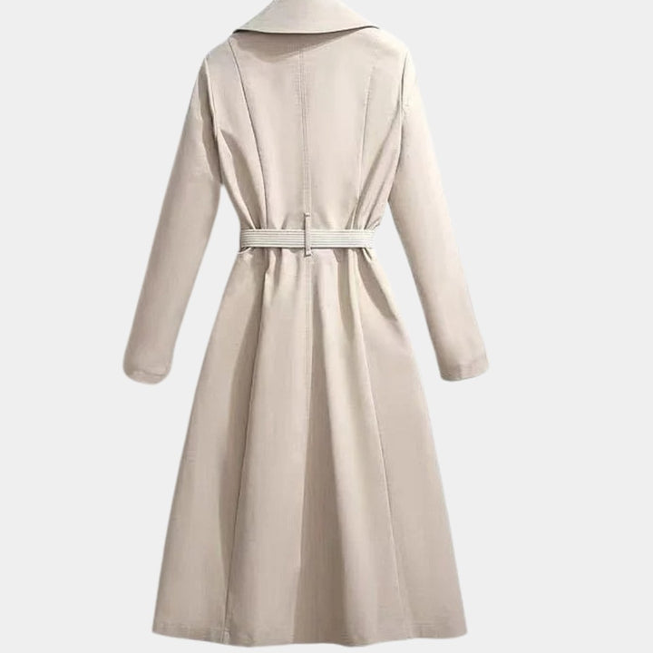 Women's Belted Midi Relaxed-Fit Long-Sleeve Trench Coat
