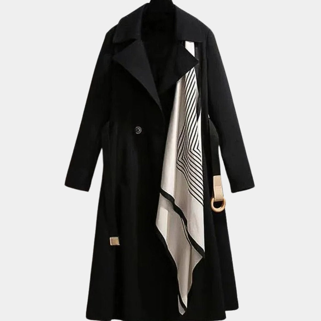Women's Belted Midi Relaxed-Fit Long-Sleeve Trench Coat