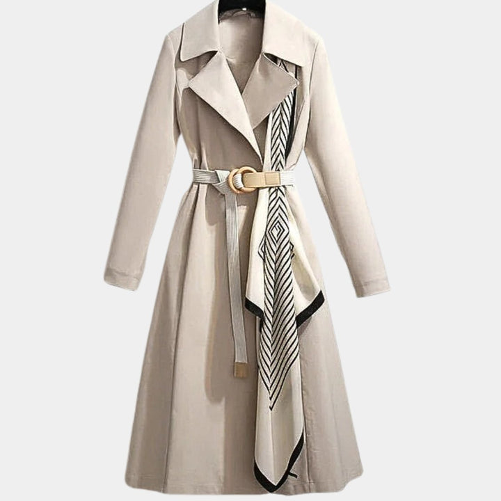 Women's Belted Midi Relaxed-Fit Long-Sleeve Trench Coat - Beige