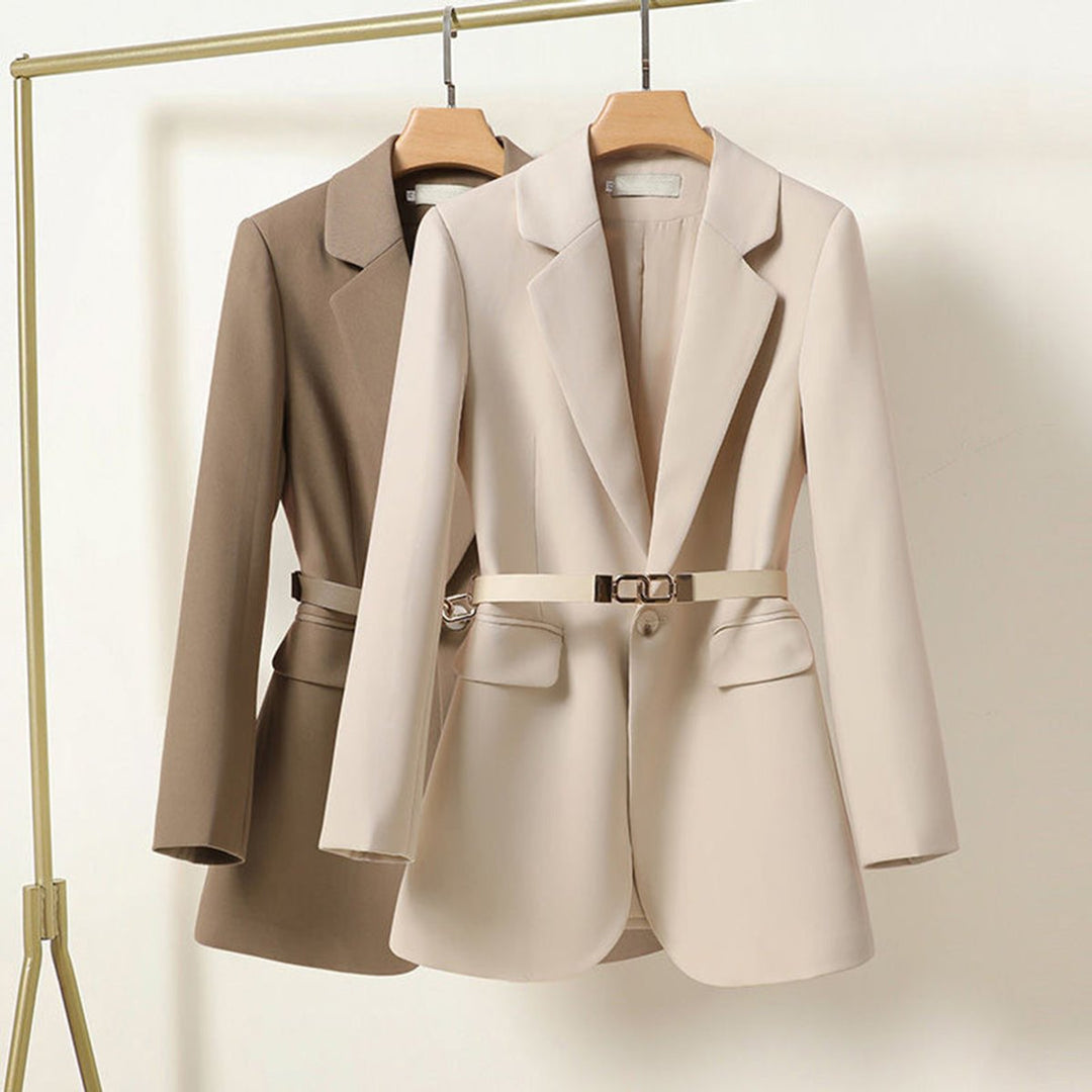 Women's Belted Single-Button Notch-Lapel Blazer